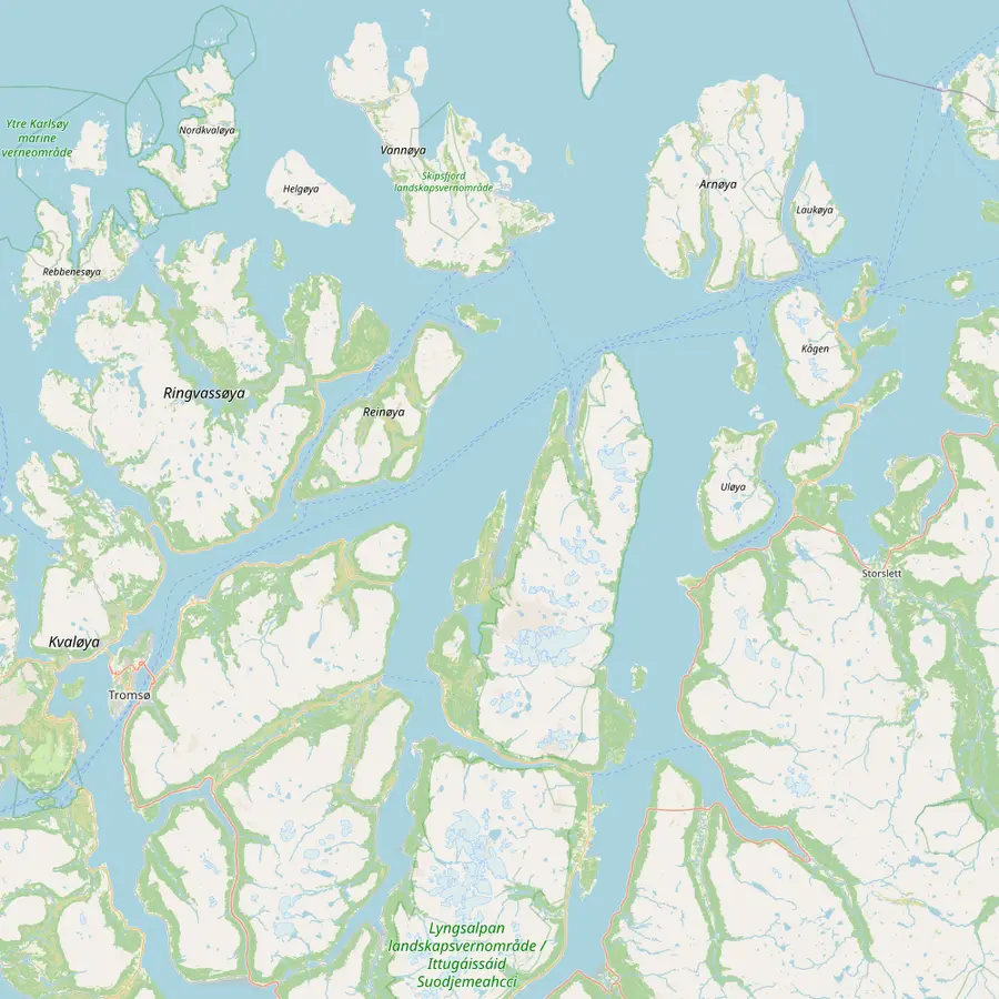 Karte der Route von Tromsø über Lyngen bis Skjervøy